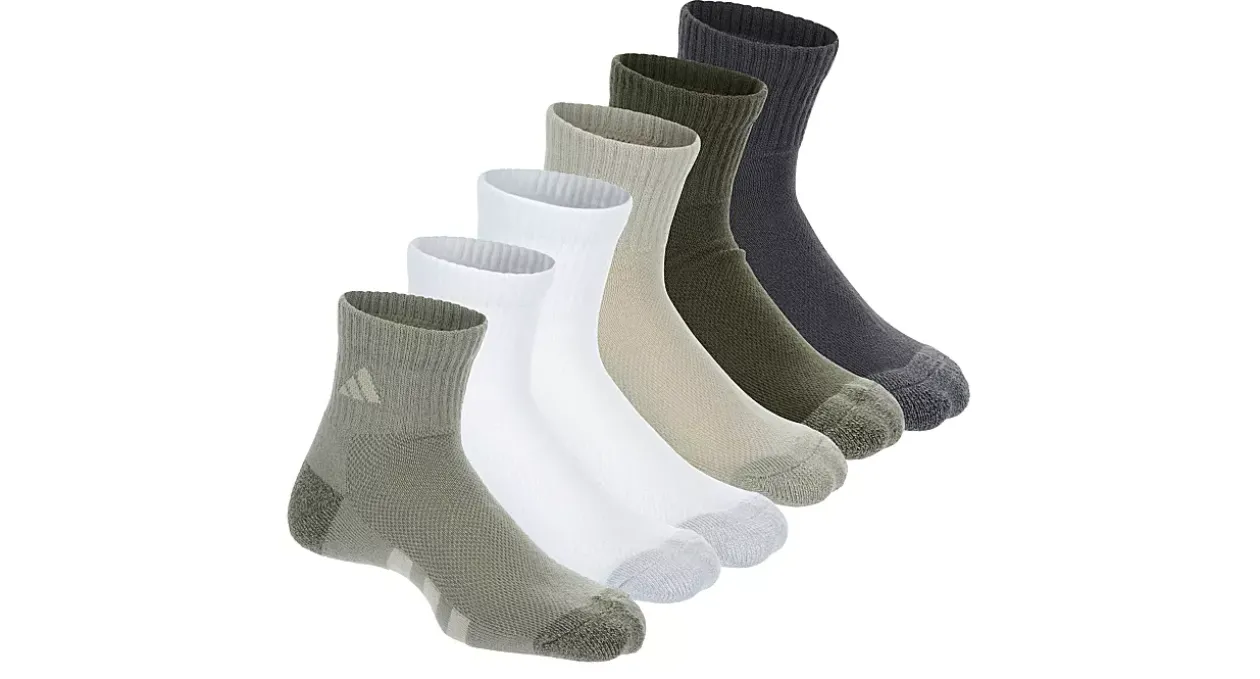 ADIDAS BOYS ATHLETIC CUSHIONED QUARTER SOCKS 6 PAIRS*Kids/BOY Accessories|Ankle Socks