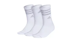 ADIDAS WOMENS CUSHIONED 3 STRIPE CREW SOCKS 3 PAIRS* Crew Socks