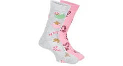 HAPPY HOLIDAYS WOMENS GINGERBREAD CANDY CANE CREW SOCKS 2 PAIRS* Crew Socks|Winter Accessories