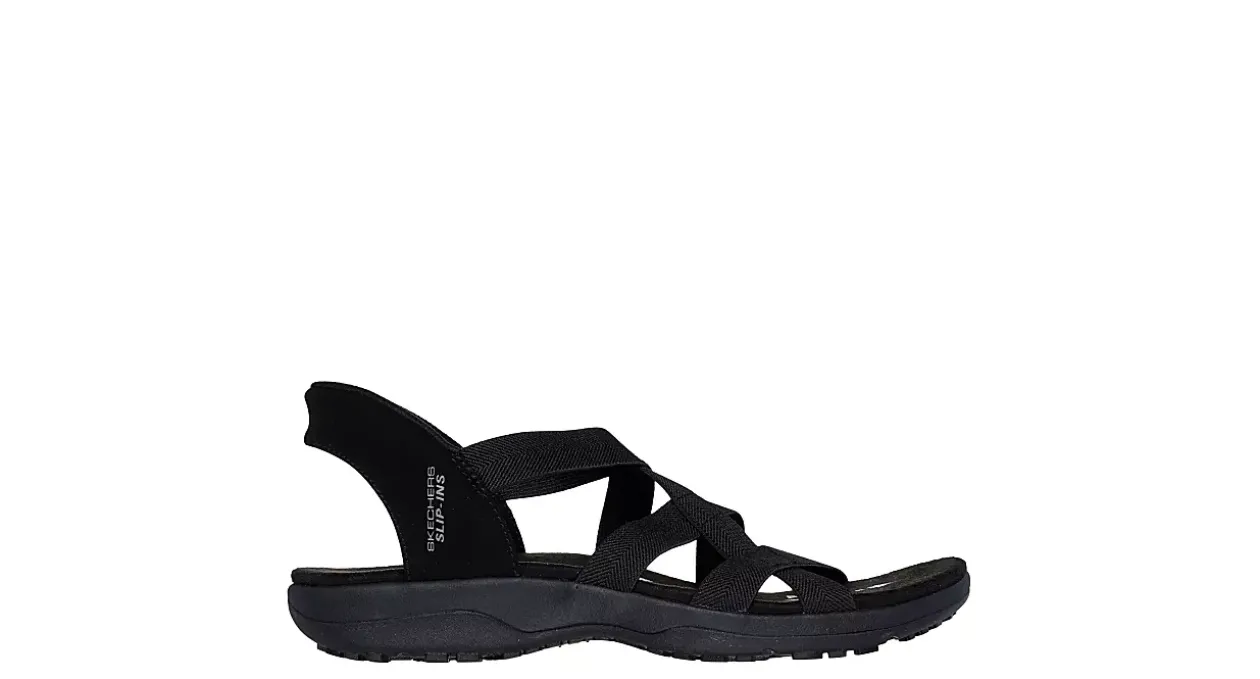 SKECHERS WOMENS SLIP-INS REGGAE SLIM STRETCH FLEX SANDAL*Women Sport Sandals|Flat Sandals
