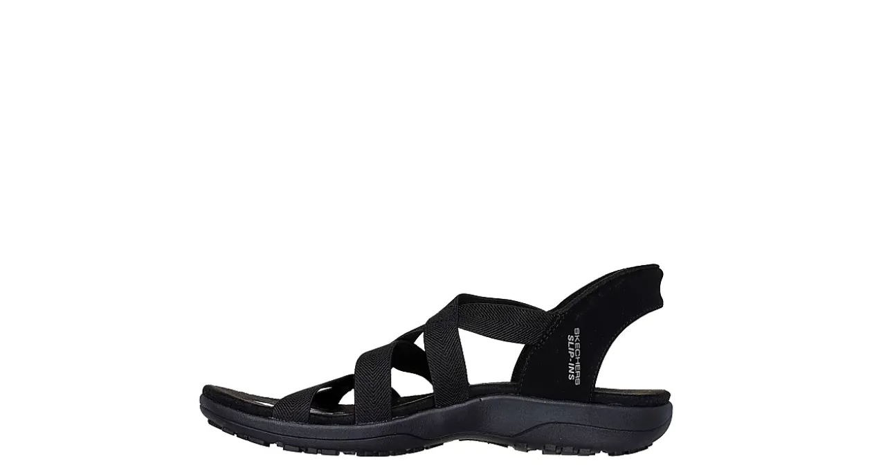 SKECHERS WOMENS SLIP-INS REGGAE SLIM STRETCH FLEX SANDAL*Women Sport Sandals|Flat Sandals