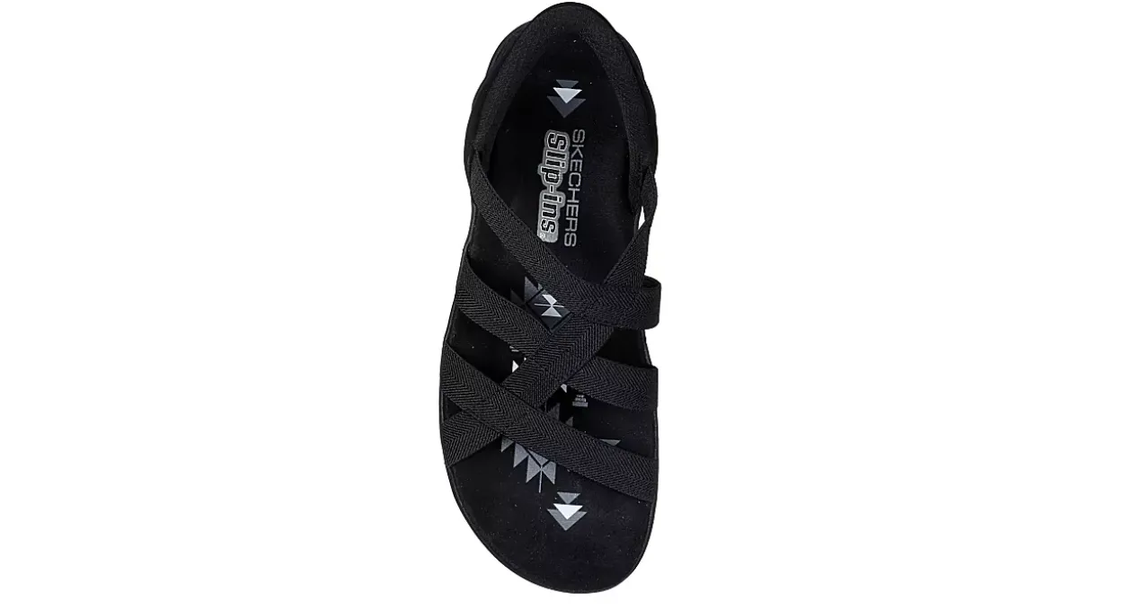 SKECHERS WOMENS SLIP-INS REGGAE SLIM STRETCH FLEX SANDAL*Women Sport Sandals|Flat Sandals