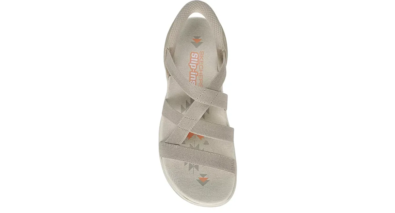 SKECHERS WOMENS SLIP-INS REGGAE SLIM STRETCH FLEX SANDAL*Women Sport Sandals|Flat Sandals